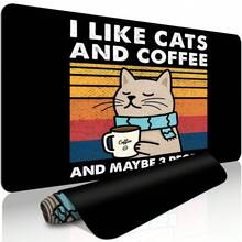 Cute Cat Drinking Coffee Pattern Large Extended Gaming Mouse Pad, Non-Slip Rubber Base, Smooth Glide Surface, Multi-Functional Desk Mat For Computer Office Home Study, Warm Abstract Desktop Decor - A - View 1