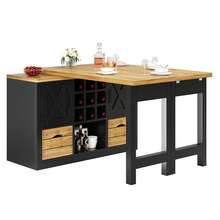 Mesa de cocina extensible, mesa de comedor multifuncional con aparador, superficie de mesa giratoria 360°, mesa de cocina extensible con gran espacio de almacenamiento, mueble de pared para salón, negro - Ver 10