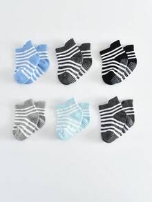 6 Pairs Boys & Girls Basic Non-Slip Bottom Children's Sports Socks, Tab Socks, Multi-Function Trampoline Socks, Floor Socks - Multicolor - View 3