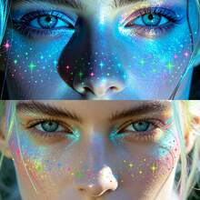Glow-In-The-Dark Freckle Face Stickers, Glow-In-The-Dark Star Moon Heart Temporary Tattoos, Waterproof Face Decoration For Pool Party, Festival, Nightclub - Multiple Styles - View 4