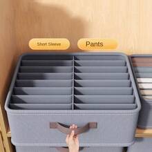 1pc 14-Slot Wardrobe Clothing Storage Organizer Box, Thickened Pants Storage Box, Shirt Wardrobe Organizer Box, Foldable Drawer Storage Box - A - View 3