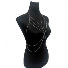 1pc Influencer Style Body Chain, Delicate Thin Chain, High Slit Long Dress Photography Body Chain - HK0038 - View 7
