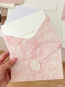 1/5 Set Faux Gold Foil Envelope Greeting Card Set, Minimalist Wedding Party Invitation And Card, Holiday Card, Romantic Gold Foil Greeting Card, Blessing Card, Message Card, Holiday Party Thank You Envelope Set With Seal Sticker And Greeting Card - Gilding - View 10