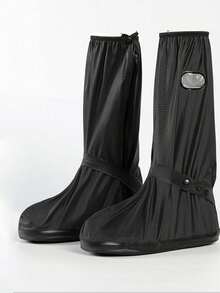1 Pair Waterproof Rain Shoe Covers With Zipper And Reflective Strip, Long Boot Covers For Outdoor Shoes, Dust-Proof Storage Cover, Non-Slip Rain Shoe Covers With Zipper Opening For Easy On And Off - A - View 3