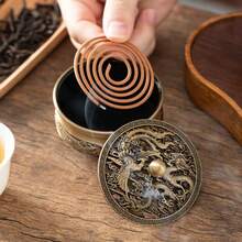 古風青銅三足香爐 - 耐用鋅合金香座，飾有精美中國禪意圖案，適用於居家、寺廟和冥想空間 - 兼容香棒、盤香和粉末香 (無需電池) - 龍鳳香爐 - 查看 1