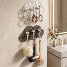 Luxury Water Ripple Cloud Design No-Drill Strong Adhesive Hooks, Bathroom Towel Rack, Entryway Key & Bag Holder, Bedroom Hair Tie & Jewelry Organizer, Kitchen Damage-Free Wall-Mounted Storage Hooks - Multicolor - View 3