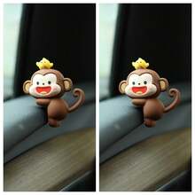 1pc Mini Monkey Car Hanging Ornament - TPU Material, Suitable For Rearview Mirror And Dashboard Decoration - Multicolor - View 3