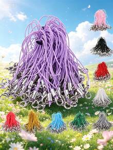50/100/200/300/500pcs Black Decorative Cord Lanyard With Lobster Clasp, Keyring Hook, Phone Case Ornament, Jewelry Accessory - Multicolor - View 4