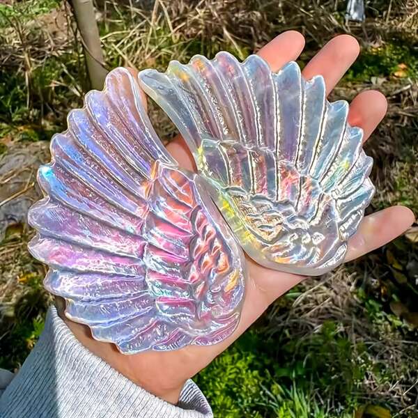 1pc Natural Moonstone Wing, Ideal For Home Decor And Unique Gift, Perfect For Collectors, Desk Ornament, Sparkling Surprise, And Great Gift For Valentine's Day And Holidays