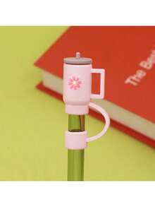 6pcs/1pc Cartoon Cup-Shaped Flower Topper Wide Mouth Straw Cover, Creative Dustproof Straw Plug, Personalized Reusable Straw Hat, Bestseller - Multicolor - View 5