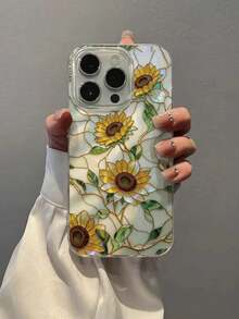 Casing Ponsel Anti Jatuh Yusha E-Style dengan Motif Pecahan Kaca dan Bunga Matahari, Kompatibel dengan IP14, IP14 Pro, IP14 Pro Max, IP13, IP13 Pro, dan IP13 Pro Max, serta IP11. - MultiWarna - View 20