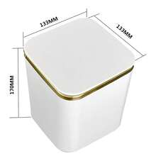 Papelera pequeña con tapa, 2.8 litros, mini papelera de mesa, adecuada para restaurantes, baños, oficinas, dormitorios, hecha de material ABS, ligera y lujosa (Blanco, 1 pieza) - Papelera de escritorio - Ver 6