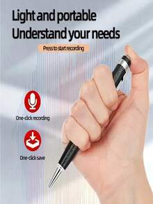 Smart Pen-Shaped Voice Recorder, Professional Noise Reduction, Portable USB Rechargeable MP3 Player, Mini Voice Recorder, Professional Recording Equipment, Built-In Voice Control, Supports Segmented Recording, One-Key Recording Operation. Compact And Exquisite Design, Suitable For Students, Teachers And Journalists. 180mAh - View 3