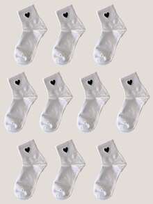 3pairs Sporty Heart Patterned Over Knee Socks - Black and White - View 12