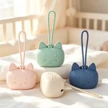 FACESMLIE 1pc Silicone Baby Pacifier Storage Box, Large Pacifier Holder Case Can Hold 2-3 Pacifiers, Cute Cartoon Pacifier Bag, Portable Silicone Pacifier Pouch Easy To Clean - Multicolor - View 1