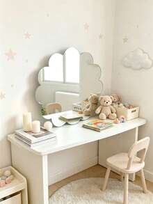 1pc Acrylic Mirror Floral Pattern Wall Sticker, Wall Decor, Children's Room Decorative Mirror, Home Supplies - Silver - View 4