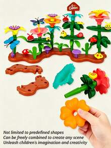 DIY Garden Flower Building Blocks Toy, Colorful Stackable Flower Puzzle Assembly, Creative Handmade Bouquet Assembly Set, Educational Role-Play Interactive Game For Children, Birthday Gift - Multicolor - View 4
