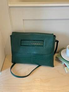 Dedoo Tas Selempang Kulit Sintetis Motif Buaya Vintage dengan Penutup, Tali Bahu yang Dapat Diatur, Kapasitas Besar, Cocok untuk Kantor, Sehari-hari, Pesta, Tas Sekolah, Kampus Universitas - Hijau - View 10