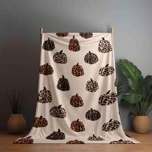 1pc Soft Plush Blanket, Halloween Leopard Print Pumpkin Design - Suitable For All Seasons, Hypoallergenic And Tear-Resistant, Perfect For Sofa, Bed, Office, Camping And Travel, Also Great Gift For Christmas And Halloween - Multicolor - View 8