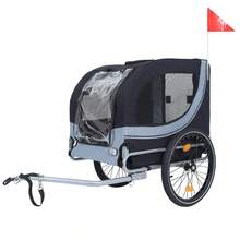 Dog Bike Trailer (Up To 40 Kg) Grey-Black With Swivel Hitch, Cargo Bike Trailer With Mesh And Rain Cover - 黑色+灰色+鋼 - 查看 10