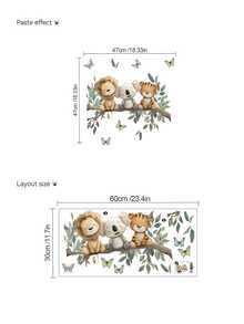 1pc,Cartoon Animal Decorative Wall Sticker,Hot Air Balloon Bear,Dinosaur Excavator,Colorful Cartoon Animal Wall Sticker,Baseboard Sticker,PVC Self-Adhesive Removable,Suitable For Bedroom,Living Room,Study,Dining Room,Bathroom,Home Wall Decoration,Room Decoration,Etc. - Multicolor - View 9