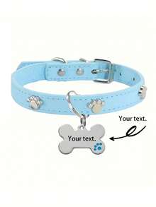 1pc Customized Pet Dog Collar, Custom Engraved Pet Name And Phone ID Pet Tag, Adjustable Fashion Pet Accessory, Ideal Gift For Pets - Multicolor - View 6