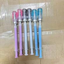 10支/1支 注射器中性筆 逼真注射器針頭中性筆，配備中性筆，用於模擬病毒；注射器設計，隨機分發黑色簽名筆與疫苗筆 [隨機中英文版]，適合學校用品、返校季 - 多款式 - 查看 8