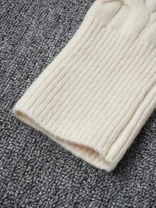 Soft Gentle Style Cable Knit Long Sleeve Dress, Autumn/Winter Youthful Round Neck Knitted Dress For Women - Apricot - View 4
