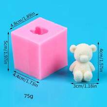 1pc DIY 3D Cartoon Bear Silicone Mold, Bear Birthday Decoration Mold - Pink - View 6