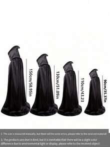 Halloween Hooded Black Death Cloak, Halloween Children's Party Cloak, Halloween Party Decoration Wear - Multicolor - View 5