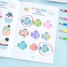 Children's Visual Matching Line Drawing Educational Activity Book Find The Difference Observation Logic Training Picture Book Student Animal Transportation Cartoon Line Drawing Game Workbook Back To School Learning Supplies Holiday Learning Gift - Multicolor - View 3