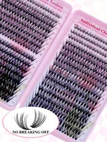 4-In-1 False Eyelash Set, Includes Tweezers And Eyelash Brush, Suitable For Beginners DIY Multiple Eye Makeup, Segmented Eyelash Clusters, Large Capacity, Applicable For Daily/Cartoon/Cosplay/Cat Eye/Fox Eye Makeup - D+ - View 4