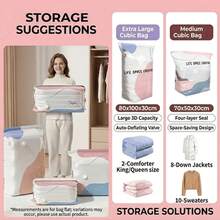 2026 Model No-Pump 3D Vacuum Storage Bag, 80% Compression Rate, Extra Large Capacity, 3D Roll-Up Vacuum Seal Bag, Upgraded Large Capacity Compression Storage Bag, Suitable For Bedding, Clothing, Blankets, Extra Large Bedding, Travel Storage Bag - Multicolor - View 2