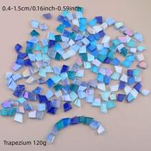 120g Blue Series Glass Mosaic Tiles - Square Trapezium Triangle Irregular-Shaped Premium Craft Decorative Pieces For Creative Art, Painting, Handmade Jewelry, And DIY Projects - A - View 17