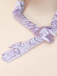 1 Pair Satin Formal Long Gloves, Suitable For Special Occasions,Travel,Festival,Party,Camping - Purple-gC14623 - View 6