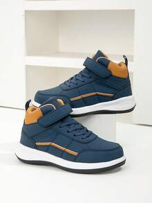 Teen Fashion Low-Top Athletic Shoes, Adjustable Hook-And-Loop Easy On/Off, Suitable For Boys/Girls Daily Wear, Versatile Running Shoes For Campus Students, Blue Style - Blue - View 8
