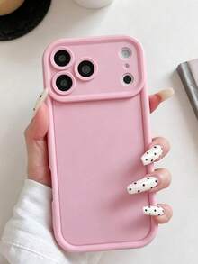 Minimalist Thick Shockproof Pink Phone Case, Compatible With IPhone 17/17Pro/17promax/16 Pro Max/16/16 Pro/16 Plus/16E/15/15 Plus/15 Pro/15 Pro Max/11/12/13/14 Pro Max/XS/XR/11 Pro/11 Pro Max/12 Pro/12 Pro Max/13 Pro/13 Pro Max/7 Plus/14 Pro/14 Pro Max/14 Plus/7 Plus/8 Plus/8/SE2/13, Soft Shell Waterproof Shockproof Scratch-Resistant - Pink - View 3
