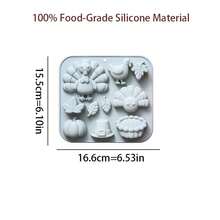10格矽膠模具，收穫節主題造型包含火雞、南瓜與蛋糕，適用於蛋糕與巧克力 - 多款式 - 查看 8