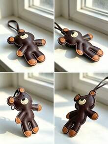 1pc Brown Teddy Bear Cute Animal Pendant, Backpack Decoration, Shoulder Bag Charm, Car Hanging Ornament, Luggage Accessory, Birthday Gift - Brown - View 2