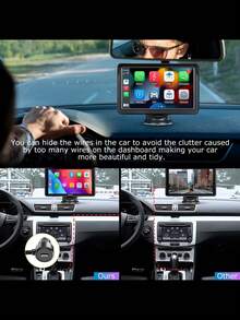 7英吋觸控螢幕Carplay便攜式車用音響，支援Android Auto、Car Play導航、語音控制、遠端連接/AUX/FM，車用收音機接收器，循環錄影，即插即用，適用於汽車、卡車 - CarPlay - 查看 5