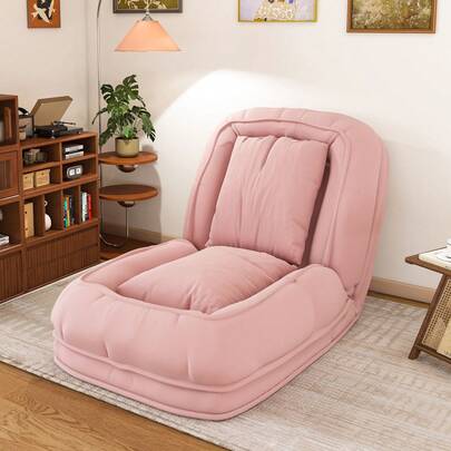Ergonomisches Klappsofa für Erwachsene und Haustiere - 5-fach verstellbar (90°-180° mit 2 Kissen), multifunktionaler, platzsparender Sessel für Wohnzimmer, Schlafzimmer und Leseecke (Rosa)
