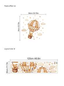1pc,Cartoon Animal Decorative Wall Sticker,Hot Air Balloon Bear,Dinosaur Excavator,Colorful Cartoon Animal Wall Sticker,Baseboard Sticker,PVC Self-Adhesive Removable,Suitable For Bedroom,Living Room,Study,Dining Room,Bathroom,Home Wall Decoration,Room Decoration,Etc. - Multicolor - View 8
