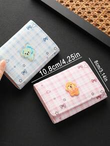 Cartoon Plaid Short Wallet, Girl's Tri-Fold Wallet, Puppy Short Wallet, Card Holder, Coin Purse, Portable Plaid Small Wallet - Multicolor - View 3