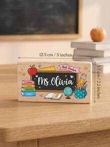 1pc Personalized Teacher Whiteboard Eraser, Wooden Chalkboard Eraser, Back To School Classroom Decor, Year-End Teacher Appreciation Gift, Teacher Gift, Personalized Gift, Customized Eraser, Back To School - Multicolor - View 6