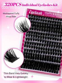 4-In-1 False Eyelash Set, Includes Tweezers And Eyelash Brush, Suitable For Beginners DIY Multiple Eye Makeup, Segmented Eyelash Clusters, Large Capacity, Applicable For Daily/Cartoon/Cosplay/Cat Eye/Fox Eye Makeup - D+ - View 2