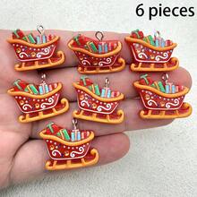 6pcs Resin Christmas Sleigh Pendant, Suitable For DIY Jewelry Making, Perfect For Party Accessories, Earrings, Necklaces, Bag Charms - Christmas Sleigh Pendant - View 9