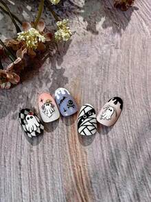 1pc 3D Embossed Skull Nail Art Sticker, Macaron Color Skull Gesture Nail Sticker, Self-Adhesive Gothic Cute Nail Art Sticker - Multicolor - View 6