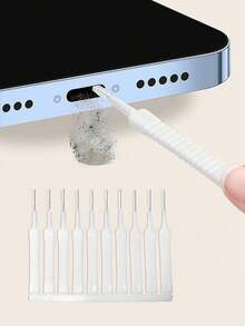 Type-C Phone Cleaning & Maintenance Kit, Includes Dust Plug, Speaker Protector, Tweezers, And Keyboard Cleaning Brush - Black and White - View 4