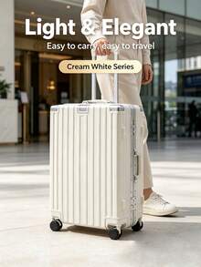 18 Inch ABS Hardshell Luggage & Beauty Case Set With TSA Lock Side Hook, Stylish Multi-Color Travel Case For Business Travel. - White - View 3