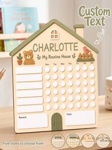 Personalized Daily Habit Tracker Board, Customized Name Text, House-Shaped Reward Record Board, Weekly Plan Task Chart, Suitable For Daily Schedule, Household Chores, Study Habits, Behavior Rewards, Room Decor And Back To School Gift, Gift For Students, Children's Gift, Personalized Gift, Customized Name Gift, Reward Chart, Habit Tracker, Weekly Planner, Task Board, Behavior Record Chart, Student Gift, Family Gift, Back To School Season Gift, Birthday Gift, Room Decor - Multicolor - View 1